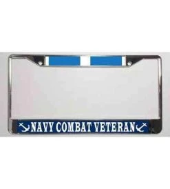 Korea Navy Combat Veteran Metal License Plate Frame Licensed Military Apparel Patriotic Products Gifts For Veterans Families And Retired VetFriends.com