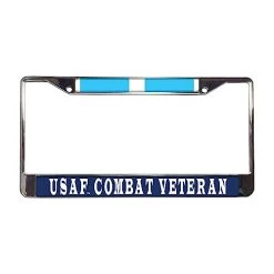 Korea Air Force Combat Veteran Metal License Plate Frame Licensed Military Apparel Patriotic Products Gifts For Veterans Families And Retired VetFriends.com