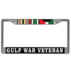 Gulf War Veteran + Campaign Ribbons Metal License Plate Frame