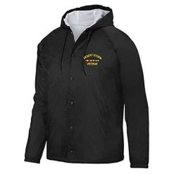 VetFriends.com Desert Storm Veteran Jacket Embroidered Hooded Windbreaker With Service Ribbons