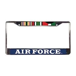 Air Force Gulf War Veteran Metal License Plate Frame Licensed Military Apparel Patriotic Products Gifts For Veterans Families And Retired VetFriends.com