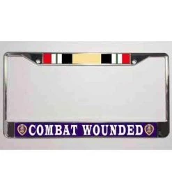 Iraq War OIF Purple Heart Veteran Metal License Plate Frame Licensed Military Apparel Patriotic Products Gifts For Veterans Families And Retired VetFriends.com