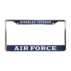 Disabled Veteran Air Force Metal License Plate Frame Licensed Military Apparel Patriotic Products Gifts For Veterans Families And Retired VetFriends.com
