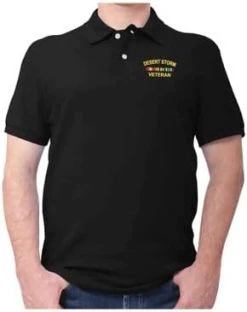 Desert Storm Veteran Polo Shirt - Embroidered With Service Ribbons & Text -Bruce Store 31PzxUx5I4L. AC 4