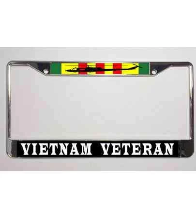 Vietnam Veteran Ribbon + Huey Metal License Plate Frame Licensed Military Apparel Patriotic Products Gifts For Veterans Families And Retired VetFriends.com 1 Vietnam Veteran Ribbon + Huey Metal License Plate Frame Licensed Military Apparel Patriotic Products Gifts For Veterans Families And Retired VetFriends.com