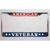 Patriotic American Veteran With Stars Metal License Plate Frame Licensed Military Apparel Patriotic Products Gifts For Veterans Families And Retired VetFriends.com
