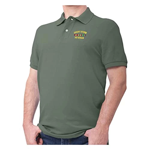 Desert Storm Veteran Polo Shirt - Embroidered With Service Ribbons & Text 1 Desert Storm Veteran Polo Shirt - Embroidered With Service Ribbons & Text