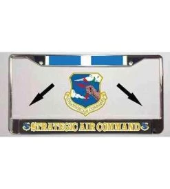 Air Force Strategic Air Command With Korea Ribbon Metal License Plate Frame Licensed Military Apparel Patriotic Products Gifts For Veterans Families And Retired VetFriends.com