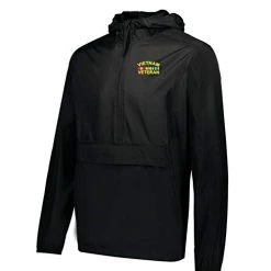 Vietnam Veteran Packable Pullover Jacket - Embroidered Left Chest Logo, Water Resistant, Black Unisex