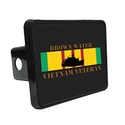 Brown Water Navy Vietnam Veteran Tow Hitch Cover Licensed Military Apparel Patriotic Products Gifts For Veterans Families And Retired VetFriends.com