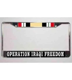 Operation Iraqi Freedom Metal License Plate Frame Licensed Military Apparel Patriotic Products Gifts For Veterans Families And Retired VetFriends.com
