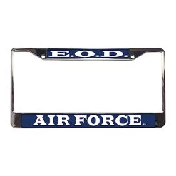 Air Force EOD Metal License Plate Frame Licensed Military Apparel Patriotic Products Gifts For Veterans Families And Retired VetFriends.com