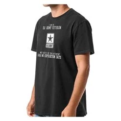 VetFriends.com US Army Veteran Shirt Black Short Sleeve With Star Logo And Oath Of Enlistment Graphic