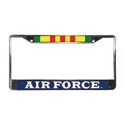 Air Force Vietnam Veteran Metal License Plate Frame Licensed Military Apparel Patriotic Products Gifts For Veterans Families And Retired VetFriends.com