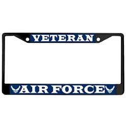 Air Force Veteran Metal License Plate Frame (Black)