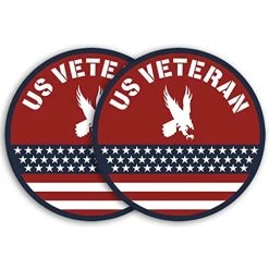 US Veteran Red, White, And BlueCircle Decal Sticker With Bald Eagle And American Flag Graphic Quantity Of (2)