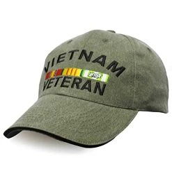 Vietnam Veteran Hat With Embroidered Ribbons Olive Drab