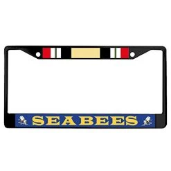 Navy Seabees Iraq Ribbon License Plate Frame (Black)