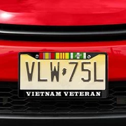 Vietnam Veteran 3 Ribbons Powder Coated Metal License Plate Frame -Bruce Store 4168GnTduXL