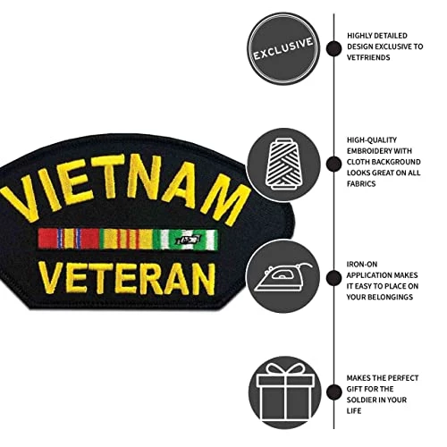 Vietnam Veteran Patch With Ribbons Licensed Military Apparel Patriotic Products Gifts For Veterans Families And Retired VetFriends.com 4 Vietnam Veteran Patch With Ribbons Licensed Military Apparel Patriotic Products Gifts For Veterans Families And Retired VetFriends.com - Image 4