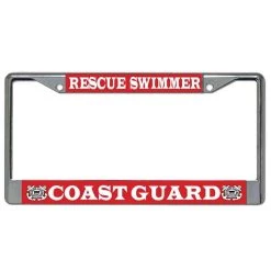 Coast Guard Rescue Swimmer Metal License Plate Frame Licensed Military Apparel Patriotic Products Gifts For Veterans Families And Retired VetFriends.com