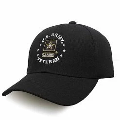 Officially Licensed US Army Veteran Hat Black Hat White Text And Army Star Logo Embroidered Military For Veterans And Retired