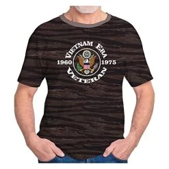 VetFriends.com Vietnam Era Veteran Short Sleeve T-Shirt - Tiger Stripe Camo Print