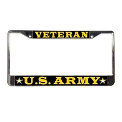 US Army Veteran License Plate Frame Officially Licensed VetFriends.com (Chrome)