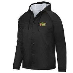 Vietnam Veteran Embroidered Hooded Sports Jacket With 3 Ribbons And Map Graphics