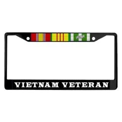 Vietnam Veteran 3 Ribbons Powder Coated Metal License Plate Frame