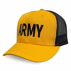 Officially Licensed U.S. Army Gold And Black Mesh Back Hat Military Apparel Patriotic Products Gifts For Veterans Families And Retired