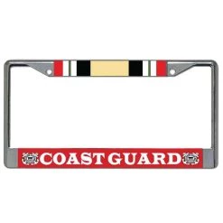 Coast Guard Iraq OIF Veteran Metal License Plate Frame Licensed Military Apparel Patriotic Products Gifts For Veterans Families And Retired VetFriends.com
