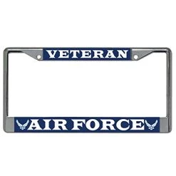 Air Force Veteran Metal License Plate Frame (Chrome)