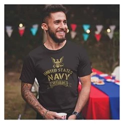 US Navy Veteran T-Shirt With Gold Eagle Emblem Graphic - Officially Licensed -Bruce Store 41Idv0jqtZL