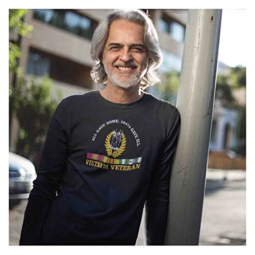 Vietnam Veteran Shirt All Gave Some 58,479 Gave All Long Sleeve Graphic T With Three Soldiers Statue And Service Ribbon 4 Vietnam Veteran Shirt All Gave Some 58,479 Gave All Long Sleeve Graphic T With Three Soldiers Statue And Service Ribbon - Image 4