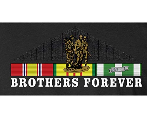 Vietnam Memorial Brothers Forever Black T-Shirt With Service Ribbon And Three Soldiers Statue 2 Vietnam Memorial Brothers Forever Black T-Shirt With Service Ribbon And Three Soldiers Statue - Image 2
