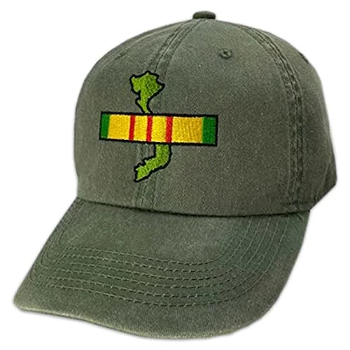 Vietnam Veteran Hat With Embroidered Map And Service Ribbon - NAM Soldier - Custom Gift Green 1 Vietnam Veteran Hat With Embroidered Map And Service Ribbon - NAM Soldier - Custom Gift Green