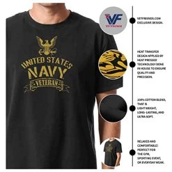 US Navy Veteran T-Shirt With Gold Eagle Emblem Graphic - Officially Licensed -Bruce Store 41Ix7jVxvDL