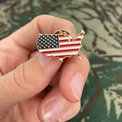 Authentic Official American Flag Map Lapel Pin USA Stars And Stripes Red White And Blue Enamel On Gold Base US Veteran Army Navy Air Force Marines Coast Guard Election Day Lapel Pin -Bruce Store 41L64lnkyfL