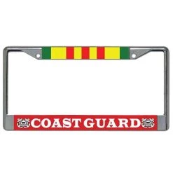 Coast Guard Vietnam Veteran Metal License Plate Frame Licensed Military Apparel Patriotic Products Gifts For Veterans Families And Retired VetFriends.com