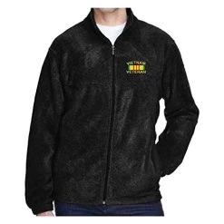 VetFriends.com Vietnam Veteran Fleece Embroidered Jacket For Men Black Full-zip With Pockets