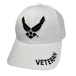VetFriends.Com US Air Force Baseball Hat With Embroidered Air Force Wings Logo - Officially Licensed White
