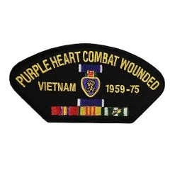 Vietnam Veteran Patch With Purple Heart Combat Wounded Text Licensed Military Apparel Patriotic Products Gifts For Veterans Families And Retired VetFriends.com