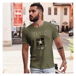 US Army Veteran Olive Drab T-Shirt W/Black & Yellow Star Logo 10 US Army Veteran Olive Drab T-Shirt W/Black & Yellow Star Logo -Bruce Store 41OHAli4FHL