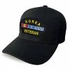 VetFriends.com Korean War Veteran Hat Three Ribbon Black Patch Cap For Men Military Apparel Patriotic Products