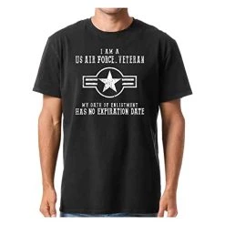 US Air Force Black Graphic T-Shirt With I Am A US Air Force Veteran - Officially Licensed