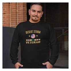 VetFriends.com Desert Storm Veteran Shirt With US Flag Ribbon Graphic Black ODS Long Sleeve Black Shirt -Bruce Store 41RIWGom7EL
