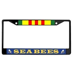 Navy Seabees Vietnam Ribbon License Plate Frame (Black)