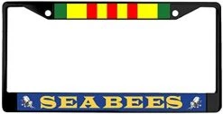 Navy Seabees Vietnam Ribbon License Plate Frame (Chrome)