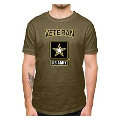 US Army Veteran Olive Drab T-Shirt W/Black & Yellow Star Logo